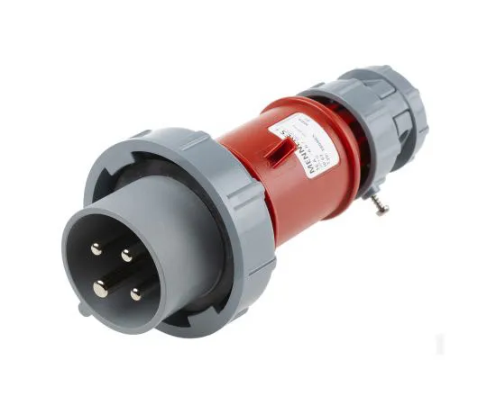 63-7439-89　Mennekes PowerTOP系列，IP67红色电缆安装3P+E工业电源插头，额定16A, 415 V　3809