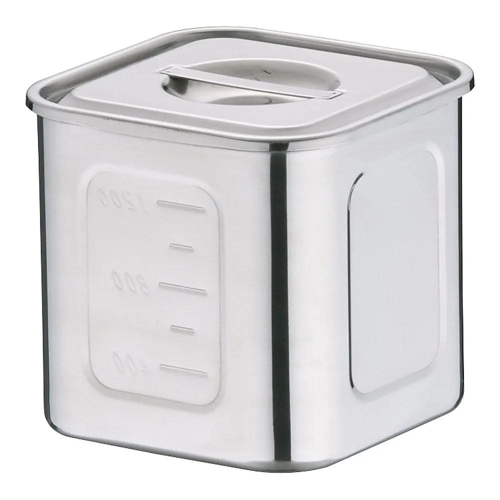 62-6386-08　18-8 Deep Square Kitchen Pot with Scale 12 cm　AKK06012