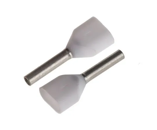 63-7364-63　JST TWE系列绝缘压紧靴带铁，8mm针长，1.5mm针直径，2x0.5mm2线材尺寸，白色　TWE0.5-8