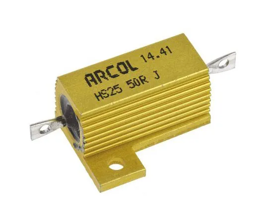63-7349-44　ArcolHS25系列铝合金厚板轴向线材贴装电阻，50Ω±5% 25W　HS25 50R J