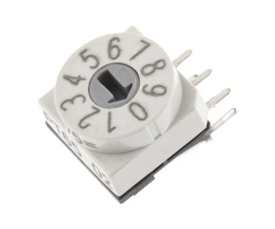 63-7406-49　Hartmann, 10 Position, BCD Complement Thumbwheel Switch, 150 mA@24 V dc, Through Hole　PT65102L254