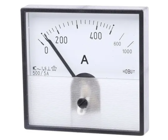 63-7468-34　HOBUT模拟面板电流表0/500/100A适用于500/5A CT交流电，72mm x 72mm移动铁　PD72MIS5A2/2-001 0/500/1000A
