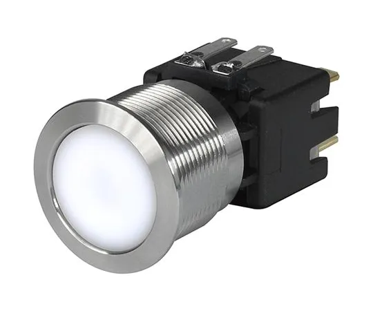 63-7043-40　Schurter双极双抛 (DPDT) 锁定白色LED按钮开关，IP40,IP64, 22.1 (Dia。) mm,面板安装　3-101-041