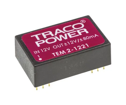 63-7379-77　TRACOPOWER TEM 2 2W隔离DC-DC转换器通过孔，电压在10.8→13.2 V直流，电压输出±12V直流　TEM 2-1221