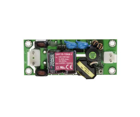 63-7380-50　TRACOPOWER15W1输出嵌入式开关模式电源SMPS,0.62A,24V直流医疗认证开架电源　TPP 15-124A-J