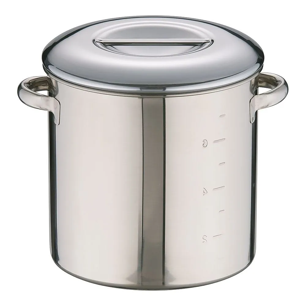 62-6385-90　Eco-Clean 18-8 Inner Lid Type Kitchen Pot (With Scale) 22 cm (With Hand)　AEK1108