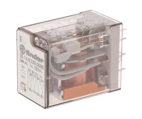 63-7445-47　Finder55系列4PDT非锁定继电器PCB安装，230V交流线圈，7A　55.14.8.230.0000