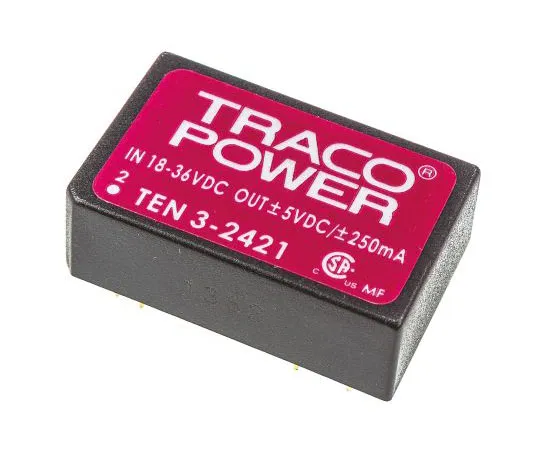 63-7429-25　TRACOPOWER 10 3 3W隔离DC-DC转换器通过孔，电压在18→36 V直流，电压输出±5V直流　TEN 3-2421