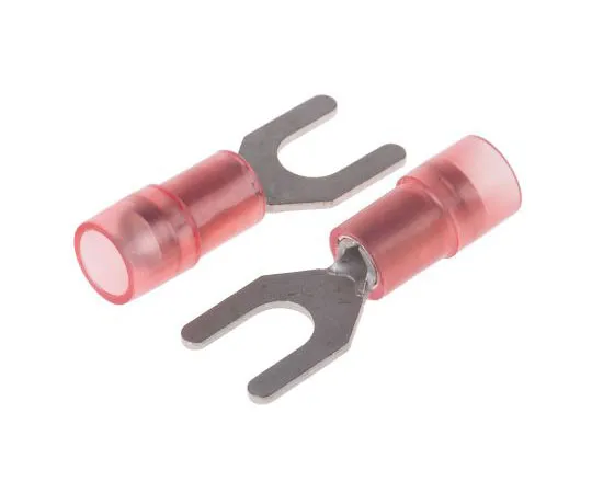 63-7459-81　RS PRO绝缘压痕铁锹连接器，0.5mm2至1.5mm2,22AWG至16AWG,M4.5 (#8) 螺柱尺寸尼龙，红色　267-3688