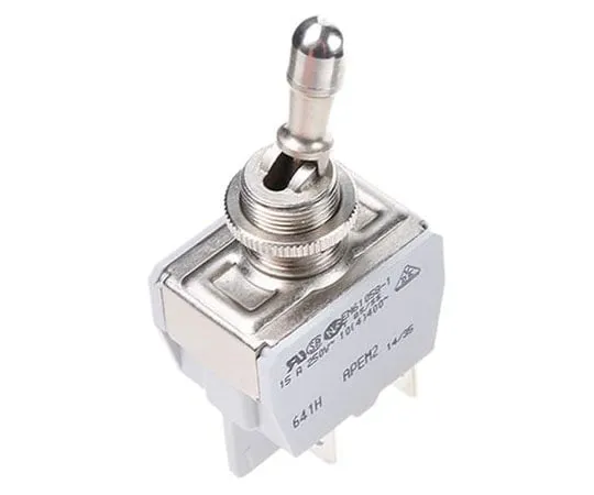63-7482-70　APEM双极单抛 (DPST) 切换开关，锁定，面板安装　641H/2-1V