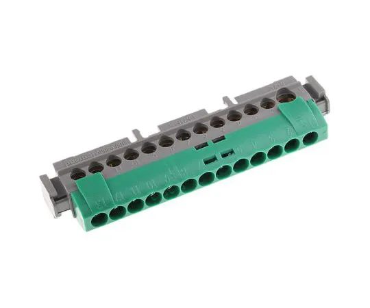 63-7461-76　利格兰分布铝块，1.5→16 mm2,6→25 mm2, 13路，100A, 400 V交流，绿色　0 048 34
