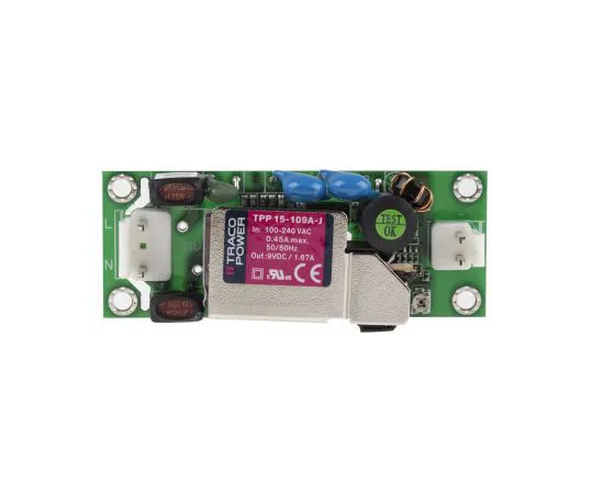 63-7380-47　TRACOPOWER15W1输出嵌入式开关模式电源SMPS,1.67A,9V直流医疗认证开架电源　TPP 15-109A-J
