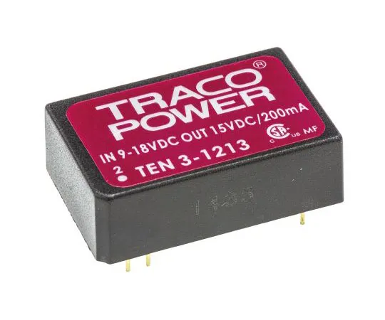 63-7429-15　TRACCOPOWER 10 3 3W隔离直流-直流换流孔，电压在9→18 V直流，电压在15V直流　TEN 3-1213