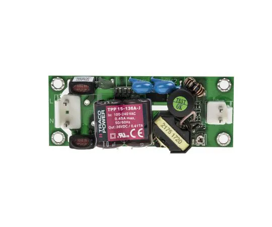 63-7380-51　TRACOPOWER15W1输出嵌入式开关模式电源SMPS,0.41A,36V直流医疗认证开框　TPP 15-136A-J
