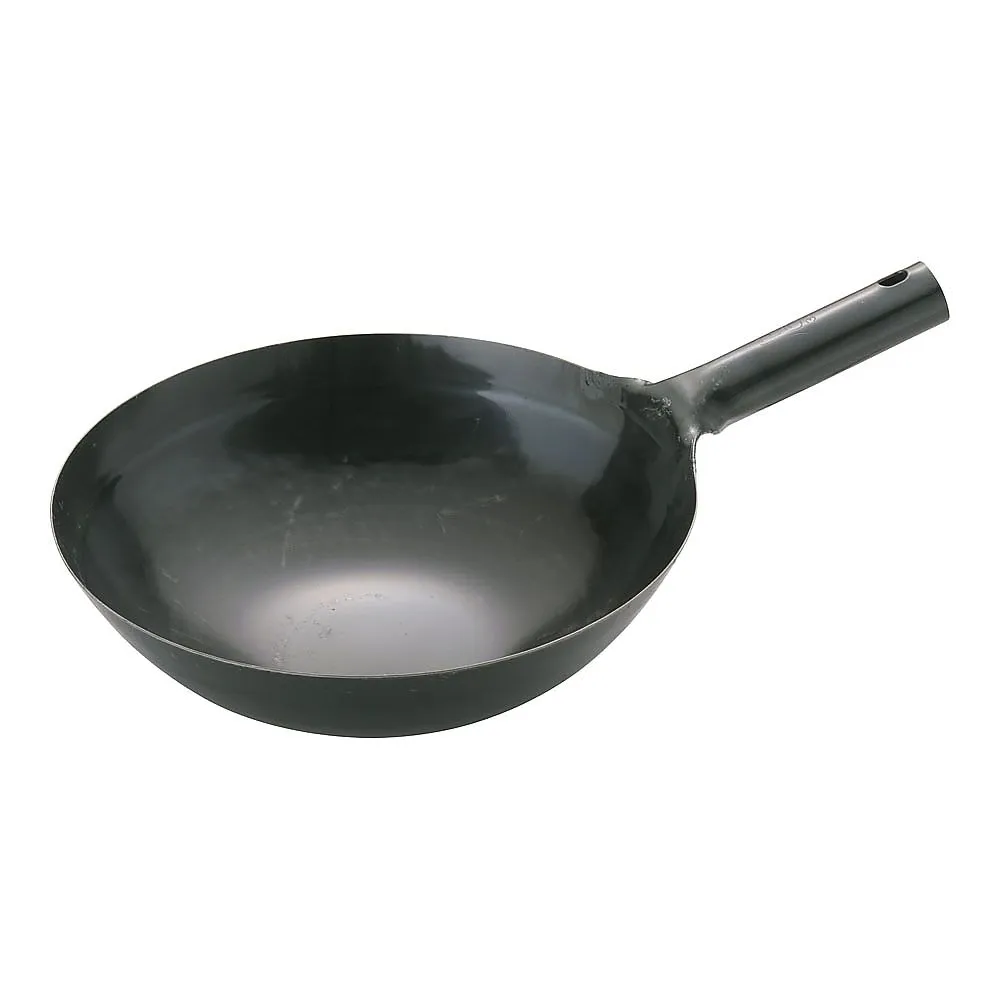 62-6444-45　Yamada Iron Plate One-Handed Wok (Plate Thickness 1.2 mm) 30 cm