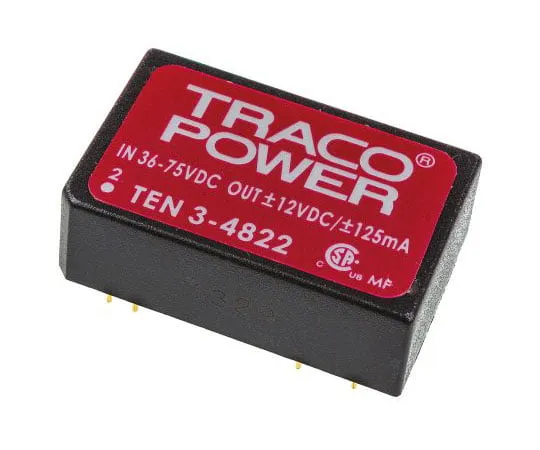 63-7429-29　TRACOPOWER 10 3 3W隔离直流-直流换流器通孔，电压在36→72 V直流，电压输出±12V直流　TEN 3-4822