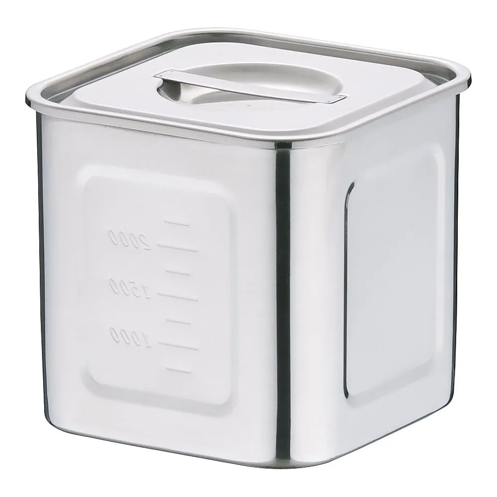 62-6386-10　18-8 Deep Square Kitchen Pot with Scale 15 cm　AKK06015