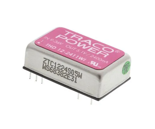 63-7358-10　TRACOPOWER THD12WI12W隔离直流-直流转换器通过孔，电压在9→36 V直流，电压在5V直流　THD 12-2411WI