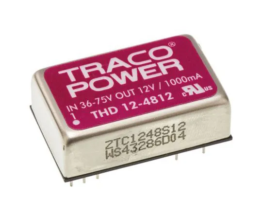 63-7357-83　TRACOPOWER THD 12 12W隔离DC-DC转换器通过孔，电压在36→75 V直流，电压输出12V直流　THD 12-4812