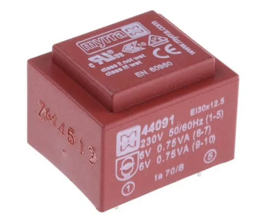 63-7398-71　6V交流2孔PCB变压器输出，1.5VA　44091