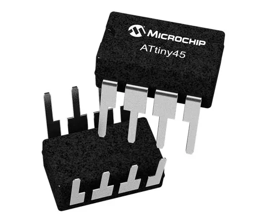 63-7029-17　微芯片技术ATTINY45V-10PU,8位AVR微控制器，10MHz,4kB闪存，8针PDIP　ATTINY45V-10PU