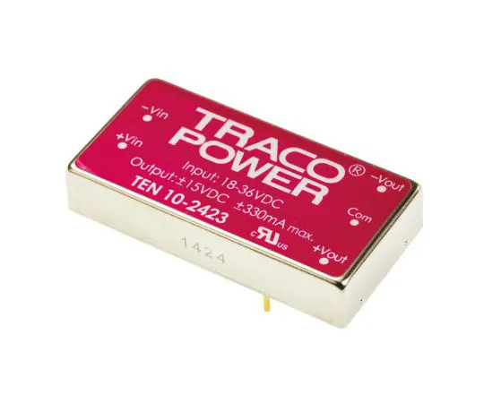 63-7443-36　TRACOPOWER 10 10 10W隔离直流-直流换流器通孔，电压在18→36 V直流，电压输出±15V直流　TEN 10-2423