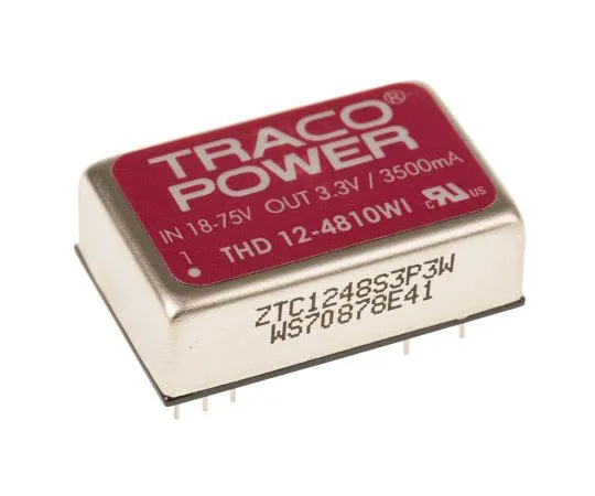 63-7358-13　TRACOPOWER THD12WI12W隔离DC-DC转换器通过孔，电压在18→75 V直流，电压在3.3V直流　THD 12-4810WI