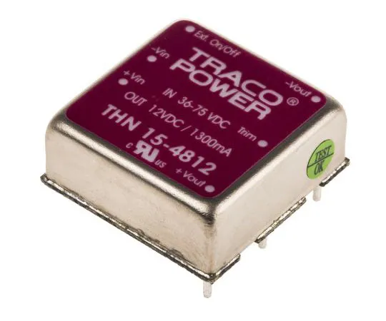 63-7357-90　TRACOPOWER THN 15 15W隔离DC-DC转换器通过孔，电压在36→75 V直流，电压输出12V直流　THN 15-4812