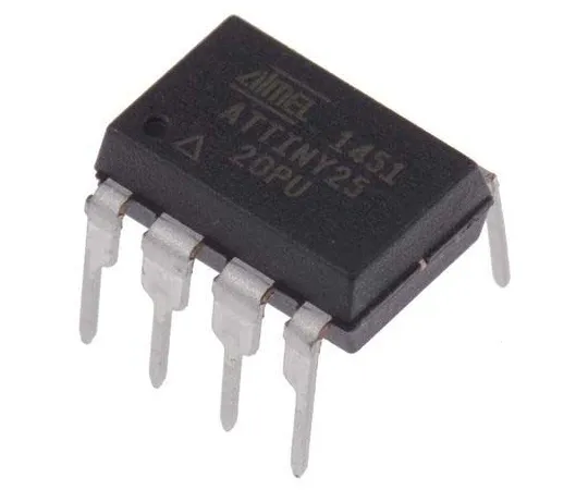 63-7028-77　微芯片技术ATTINY25-20PU,8位AVR微控制器，20MHz,2kB闪存，8针PDIP　ATTINY25-20PU