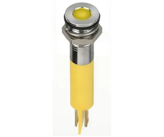 63-7039-63　RS PRO黄色指示器，2V直流，8mm安装孔尺寸，紧固件，焊条终止，IP67　134-5536