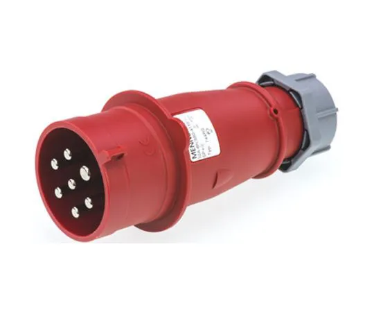 63-7488-64　MennekesAM-TOP系列，IP44红色电缆安装6P+E工业电源插头，额定32A, 415 V　744