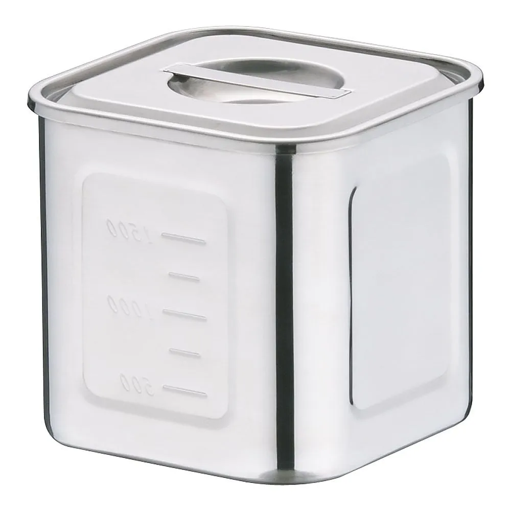 62-6386-09　18-8 Deep Square Kitchen Pot with Scale 13.5 cm　AKK06013