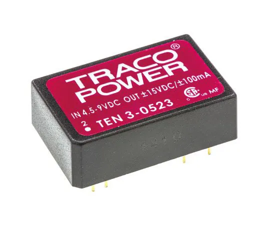 63-7441-57　TRACOPOWER 10 3W隔离直流-直流换流器通孔，电压在4.5→9 V直流，电压输出±15V直流　TEN 3-0523