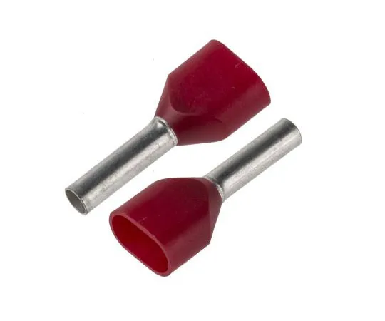 63-7364-65　JST TWE系列绝缘压紧靴带铁，8mm针长，2.3mm针直径，2x1mm2线尺寸，红色　TWE1-8