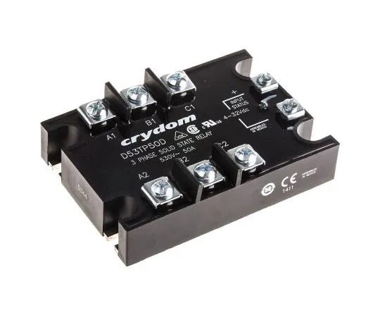 63-7411-05　Sensata/Crydom 50 A rms固态继电器，0交叉，面板安装，可控硅，530 V rms最大负载　D53TP50D