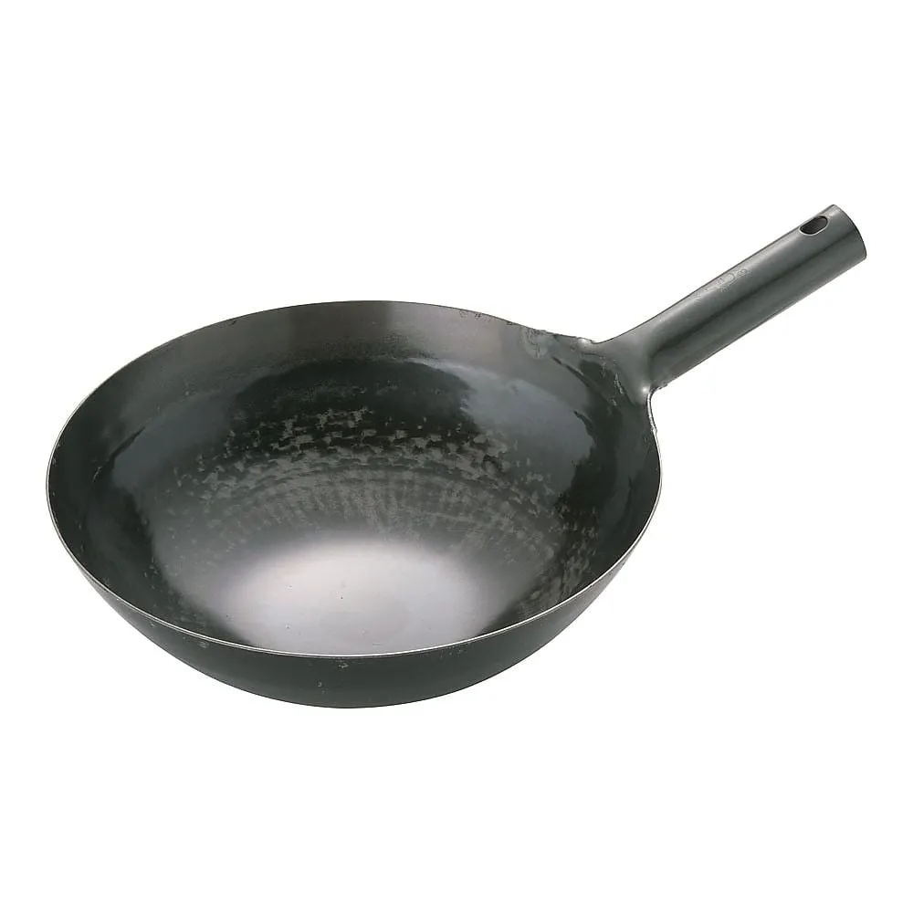 62-6444-53　Yamada Iron Plate One-Handed Wok (Plate Thickness 1.6 mm) 30 cm