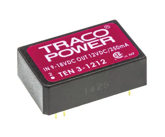 63-7429-14　TRACOPOWER 10 3 3W隔离直流-直流换流孔，电压在9→18 V直流，电压在12V直流　TEN 3-1212