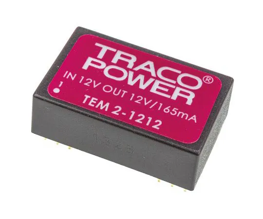 63-7379-75　TRACOPOWER TEM 2 2W隔离DC-DC转换器通过孔，电压在10.8→13.2 V直流，电压输出12V直流　TEM 2-1212