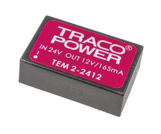 63-7379-81　TRACOPOWER TEM 2 2W隔离DC-DC转换器通过孔，电压在21.6→26.4 V直流，电压输出12V直流　TEM 2-2412