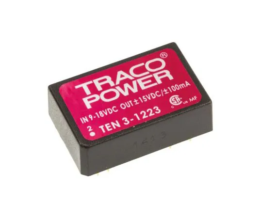 63-7429-20　TRACCOPOWER 10 3W隔离直流-直流换流器通过孔，电压在9→18 V直流，电压输出±15V直流　TEN 3-1223
