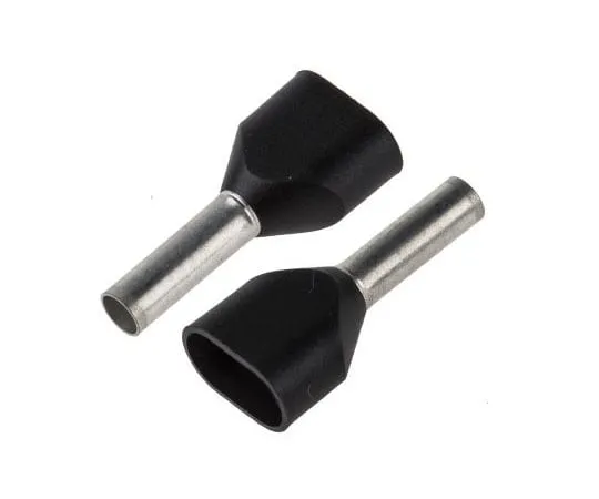63-7364-66　JST TWE系列绝缘压紧靴带铁，8mm针长，2.3mm针直径，2x1.5mm2线材尺寸，黑色　TWE1.5-8