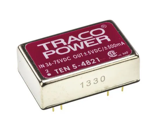 63-7472-62　TRACOPOWER 10 5 6W隔离直流-直流换流器通过孔，电压在36→72 V直流，电压输出±5V直流　TEN 5-4821