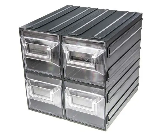 63-7440-03　RS PRO透明塑料4抽屉存储单元，208mm x 208mm x 222mm　TV1000022