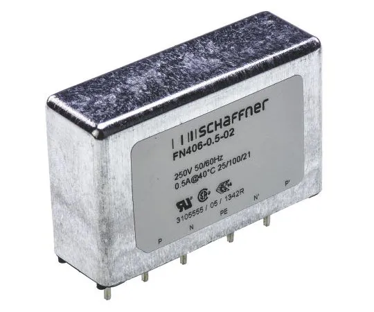 63-7428-86　SchaffnerFN406系列500毫安250伏交流电400赫兹通孔RFI滤波器，带Pin端子　FN 406-0.5/02