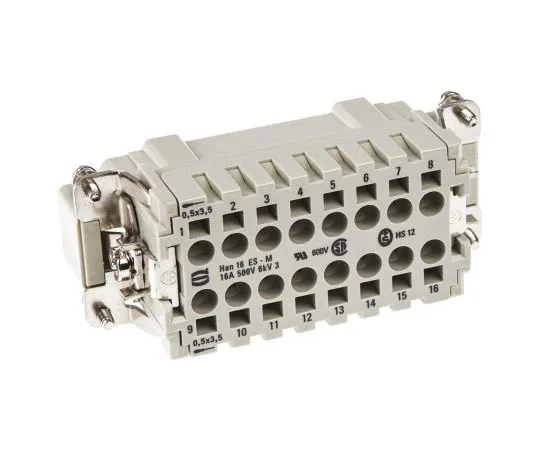 63-7397-90　汉ES系列尺寸16 B连接器插口，男，16路，16A, 500 V　9330162616