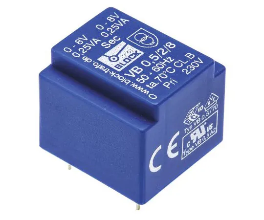 63-7484-41　8V交流2孔PCB变压器输出，0.5VA　VB 0.5/2/8