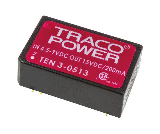 63-7441-54　TRACOPOWER 10 3 3W隔离直流-直流换流器通孔，电压在4.5→9 V直流，电压在15V直流　TEN 3-0513