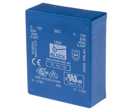 63-7420-17　12V交流2孔PCB变压器输出，10VA　FL 10/12
