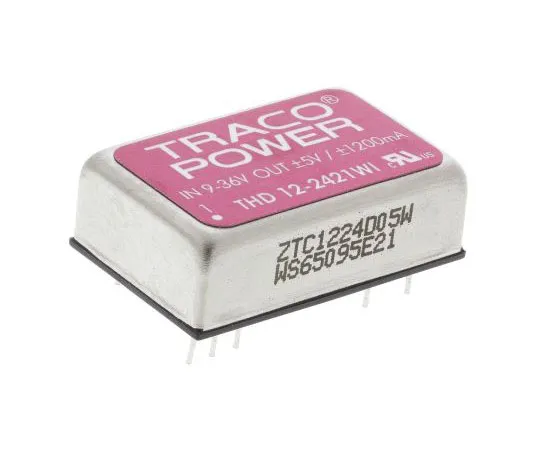 63-7358-04　TRACOPOWER THD12WI12W隔离直流-直流转换器通过孔，电压在9→36 V直流，电压输出±5V直流　THD 12-2421WI