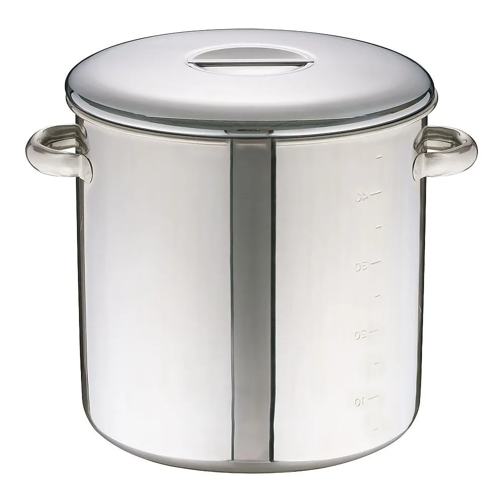 62-6385-97　Eco-Clean 18-8 Inner Lid Type Kitchen Pot (With Scale) 40 cm (With Hand)　AEK1115
